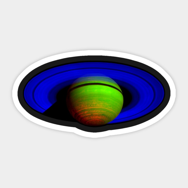 Saturn in Blue and Green Sticker by spacerobot